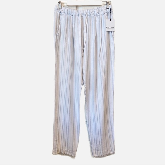 Bella Dahl Linen Blend Folded Pocket Pant in Navy and White Stripes Medium NWT - Picture 11 of 11